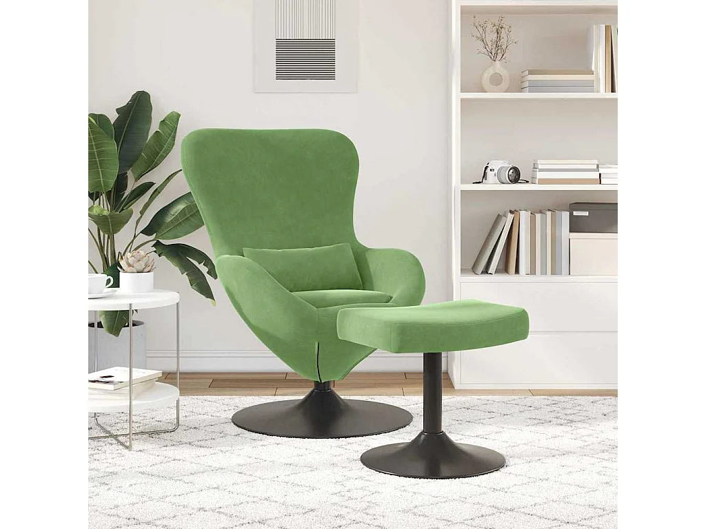 Cadeira Relax | Cadeira com Puff Verde claro 63x73x90 cm Veludo SHL393610