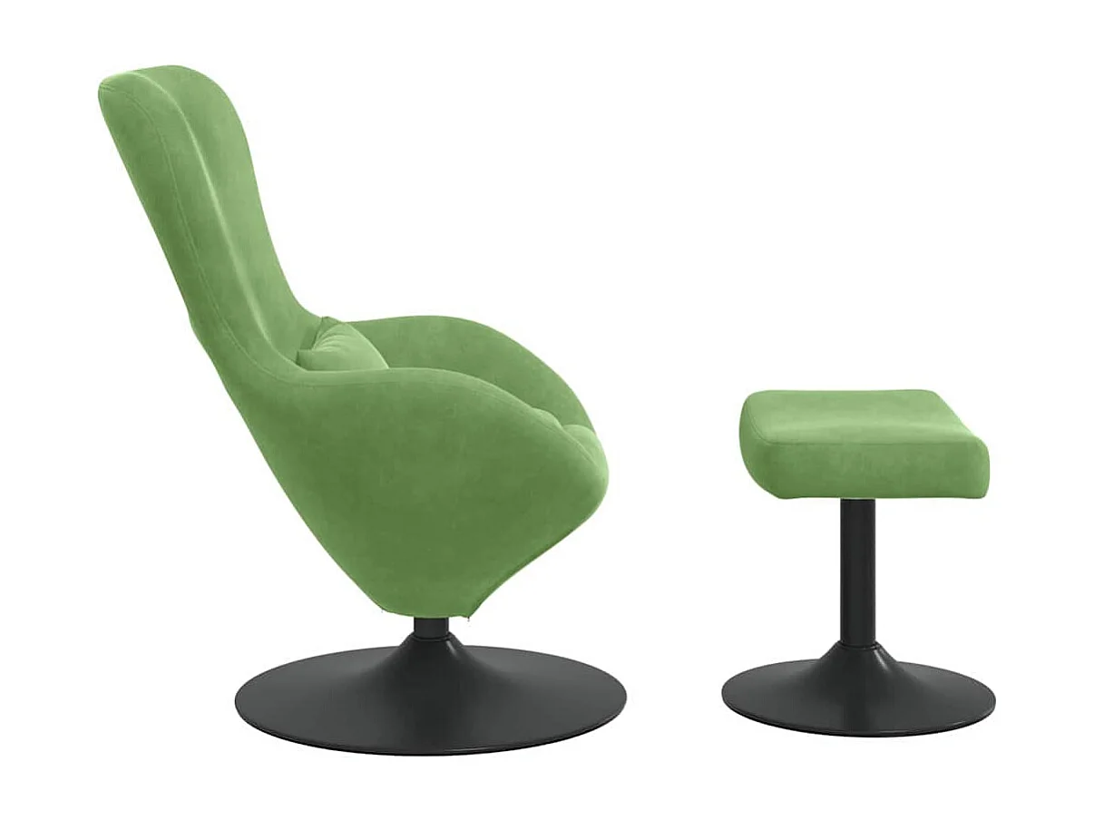 Cadeira Relax | Cadeira com Puff Verde claro 63x73x90 cm Veludo SHL393610