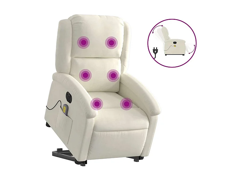 Sillón de relax | Sillón reclinable de masaje eléctrico elevable terciopelo crema SHL5721