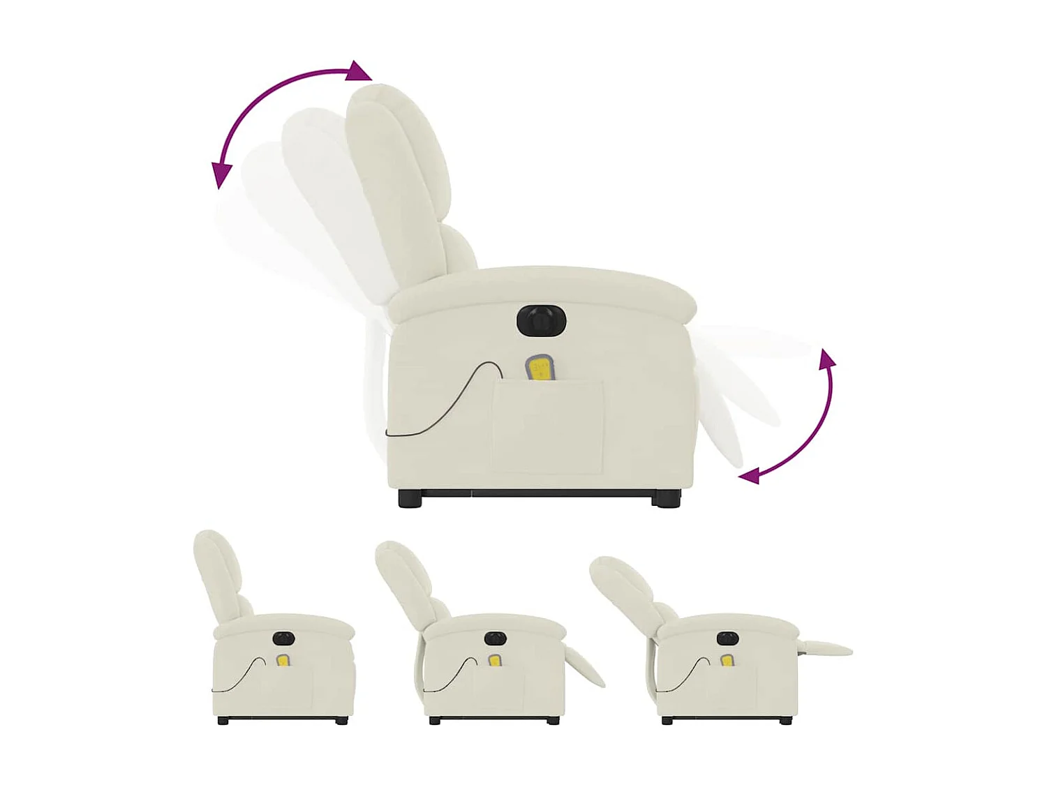 Massagesessel mit Aufstehhilfe Elektrisch Creme Samt SHL36280