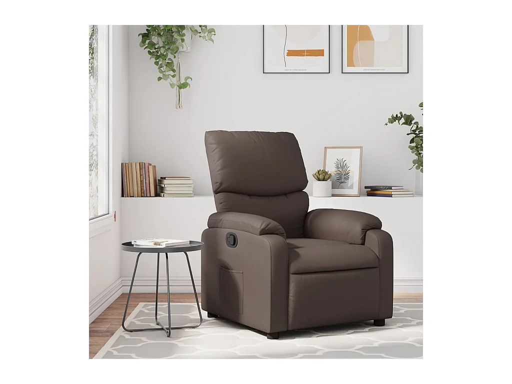 Sillón de relax | Sillón reclinable de cuero sintético marrón SHL7634