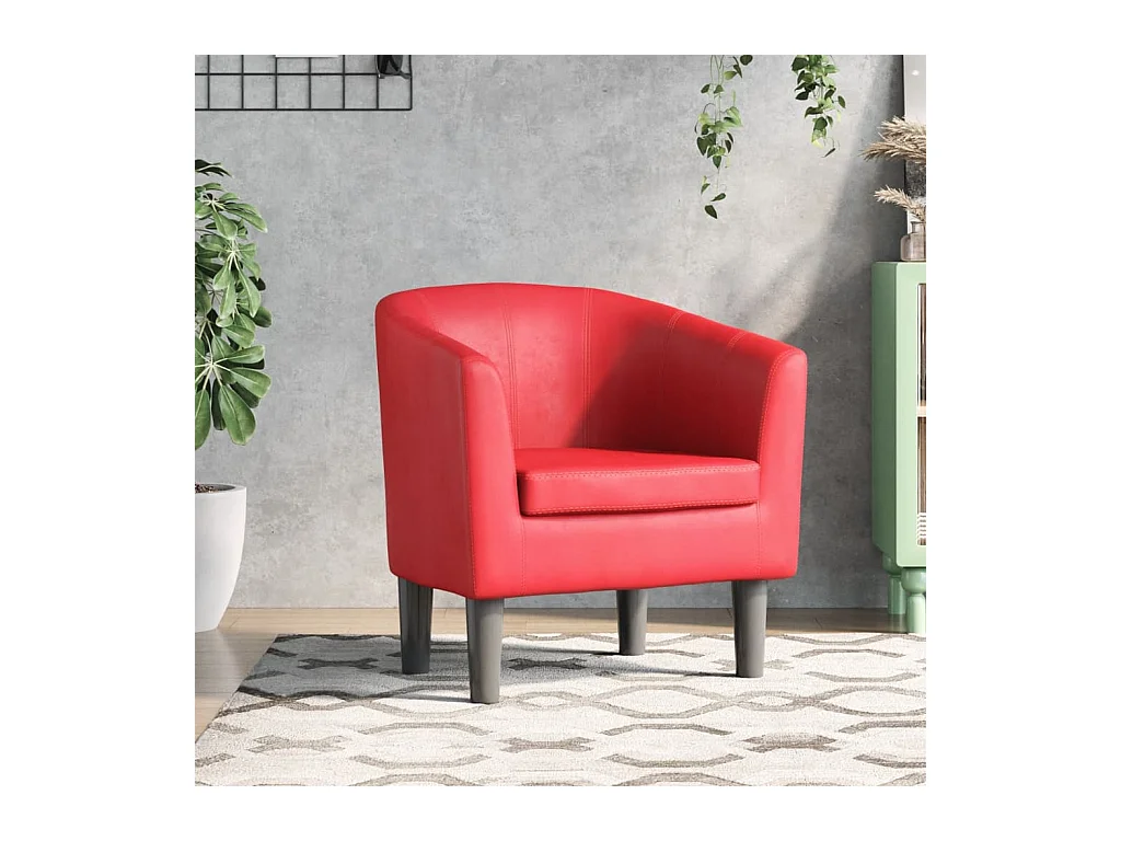 Sillón de salón cuero sintético rojo SHL8003