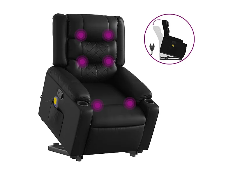 Fauteuil inclinable-Chaise de relax-Fauteuil de Massage Noir Similicuir SHL2193