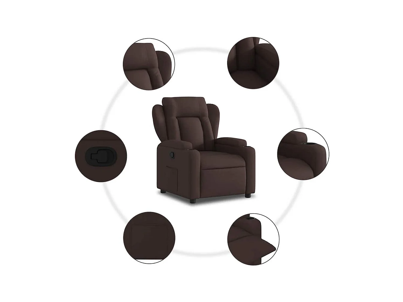 Sillón de relax | Silla | Sillón reclinable de tela marrón oscuro SHL9825