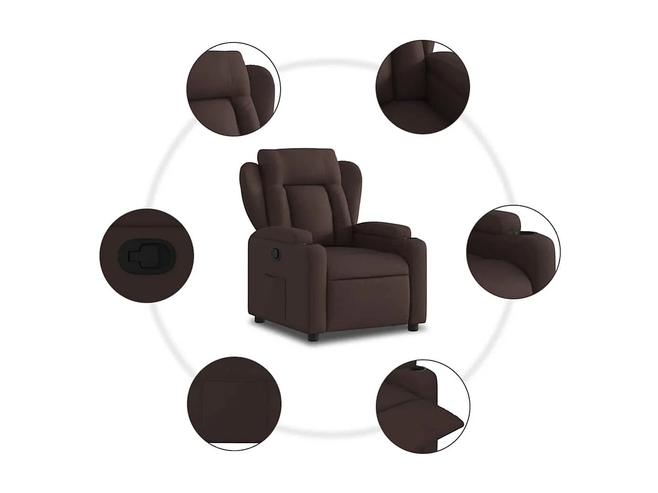 Relaxsessel | Lounge Sessel für Wohnzimmer Dunkelbraun Stoff SHL20334