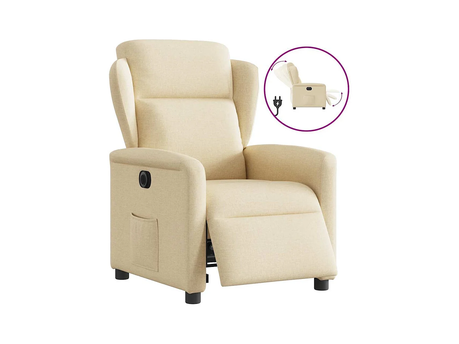 Sillón de relax | Silla | Sillón reclinable eléctrico de tela crema SHL8378