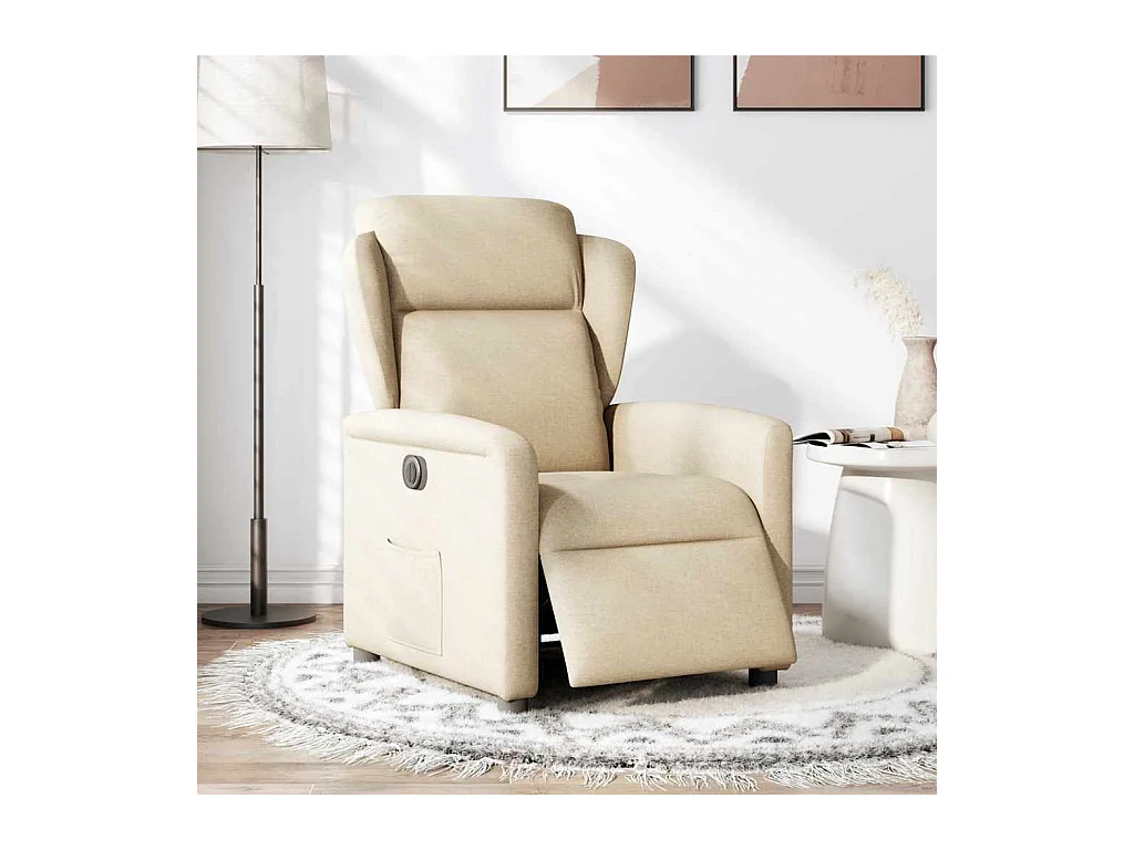 Fauteuil inclinable électrique-Chaise de relax-Fauteuil TV Crème Tissu SHL3299
