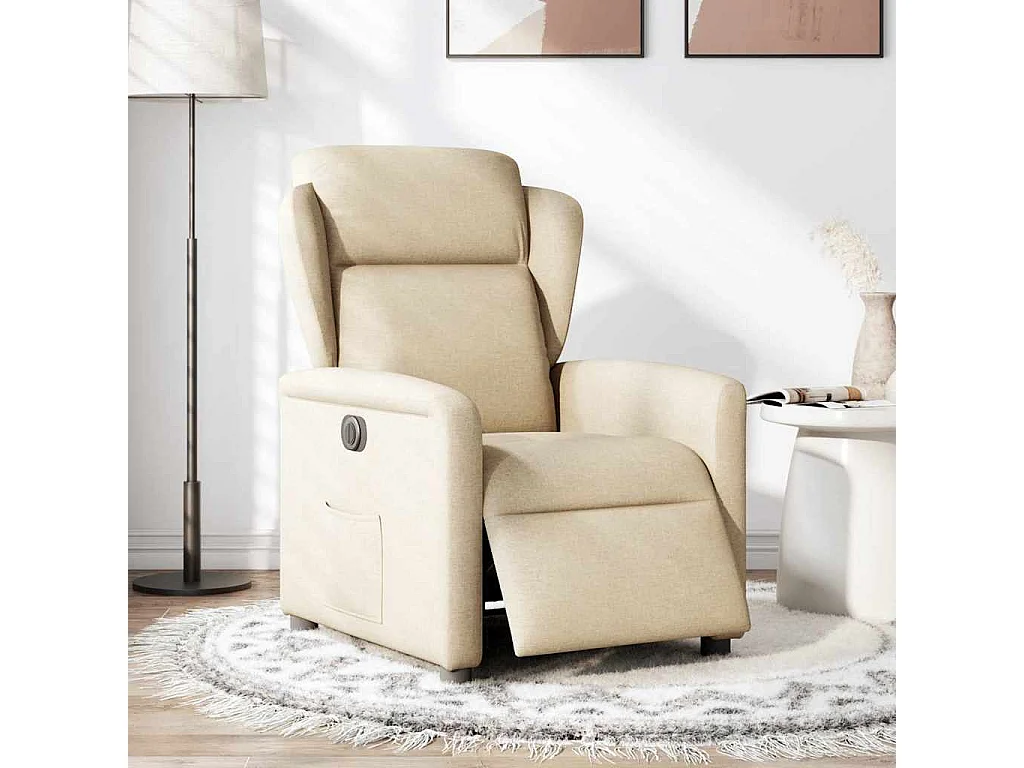 Fauteuil inclinable électrique-Chaise de relax-Fauteuil TV Crème Tissu SHL3299