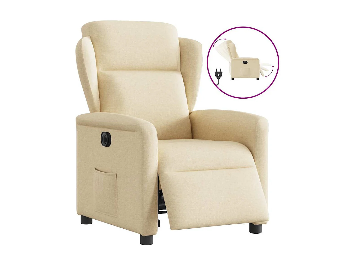 Fauteuil inclinable électrique-Chaise de relax-Fauteuil TV Crème Tissu SHL3299
