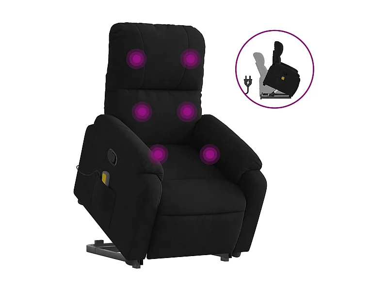 Sillón de relax | Sillón reclinable de masaje elevable tela de microfibra negro SHL8069