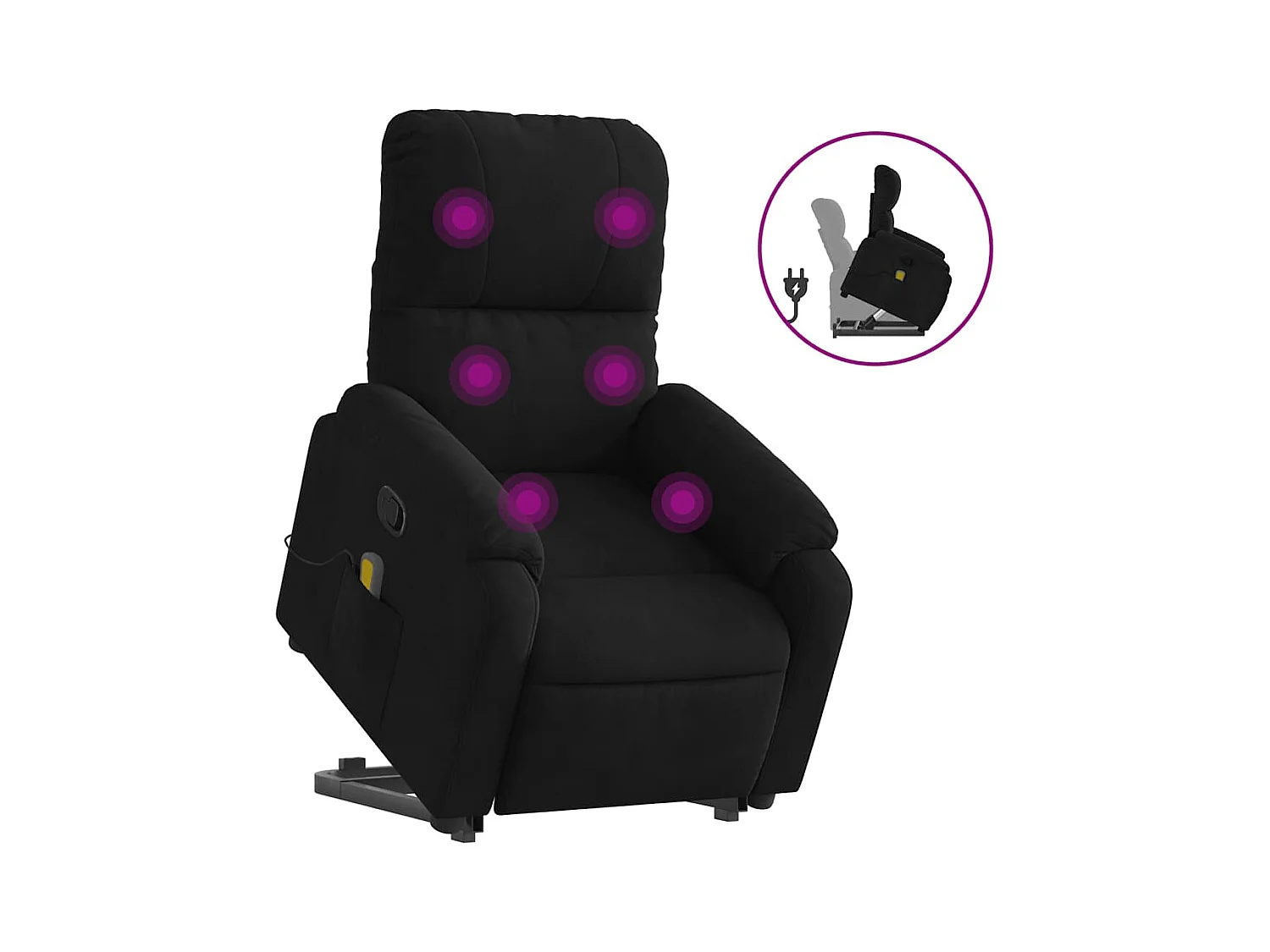 Sillón de relax | Sillón reclinable de masaje elevable tela de microfibra negro SHL8069