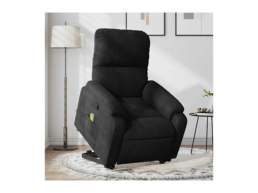 Sillón de relax | Sillón reclinable de masaje elevable tela de microfibra negro SHL8069
