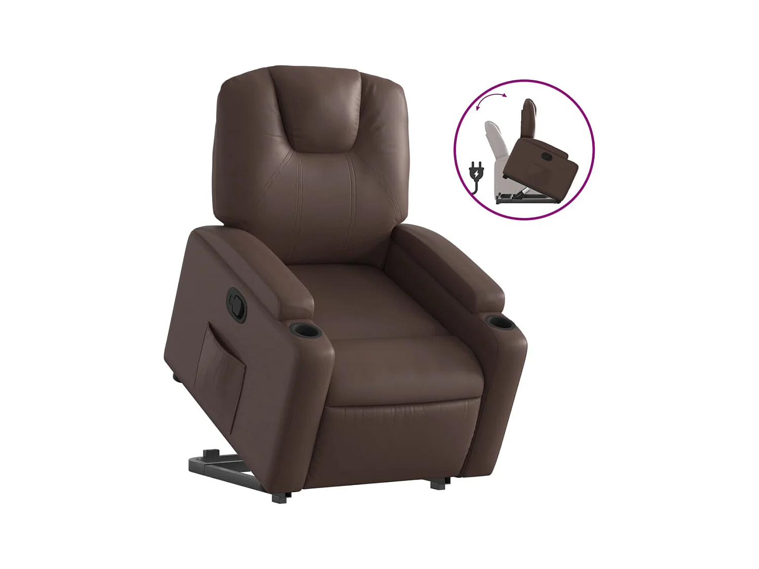 Fauteuil inclinable-Chaise de relax-Fauteuil salon marron similicuir SHL2502