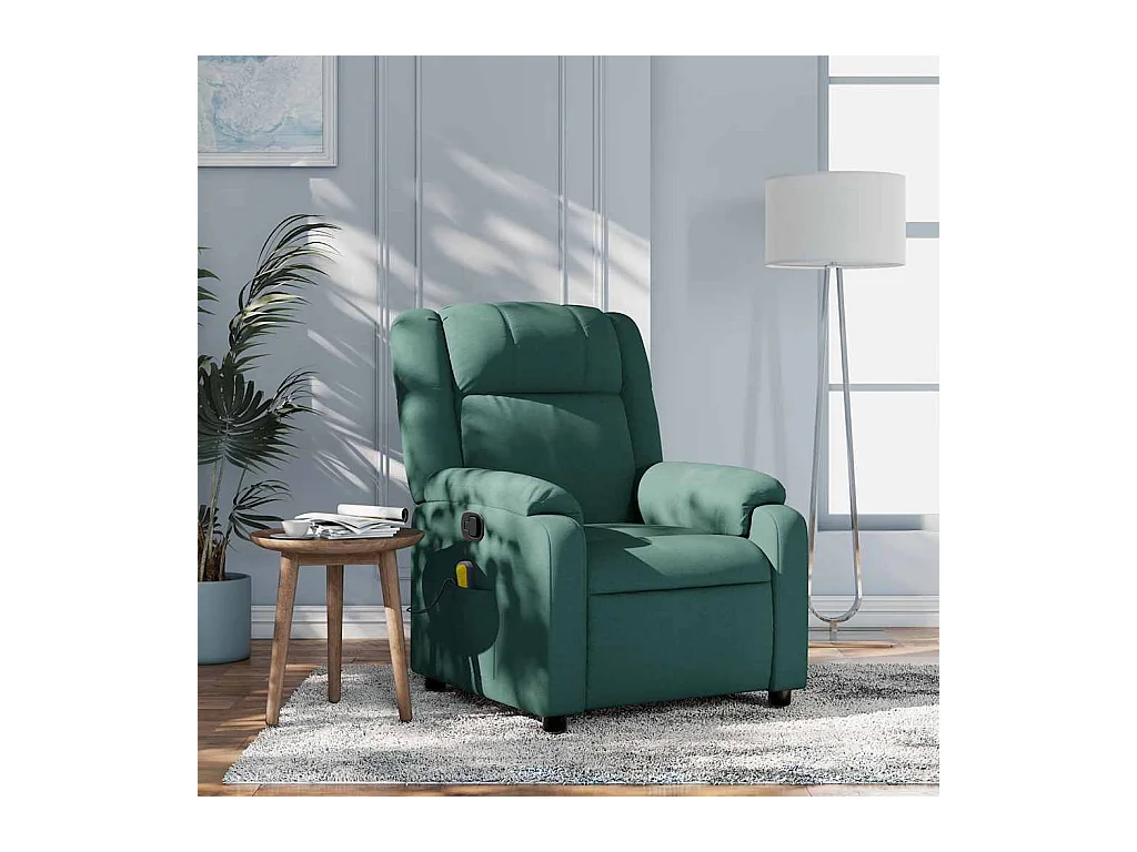 Fauteuil inclinable-Chaise de relax-Fauteuil de Massage vert foncé tissu SHL1325