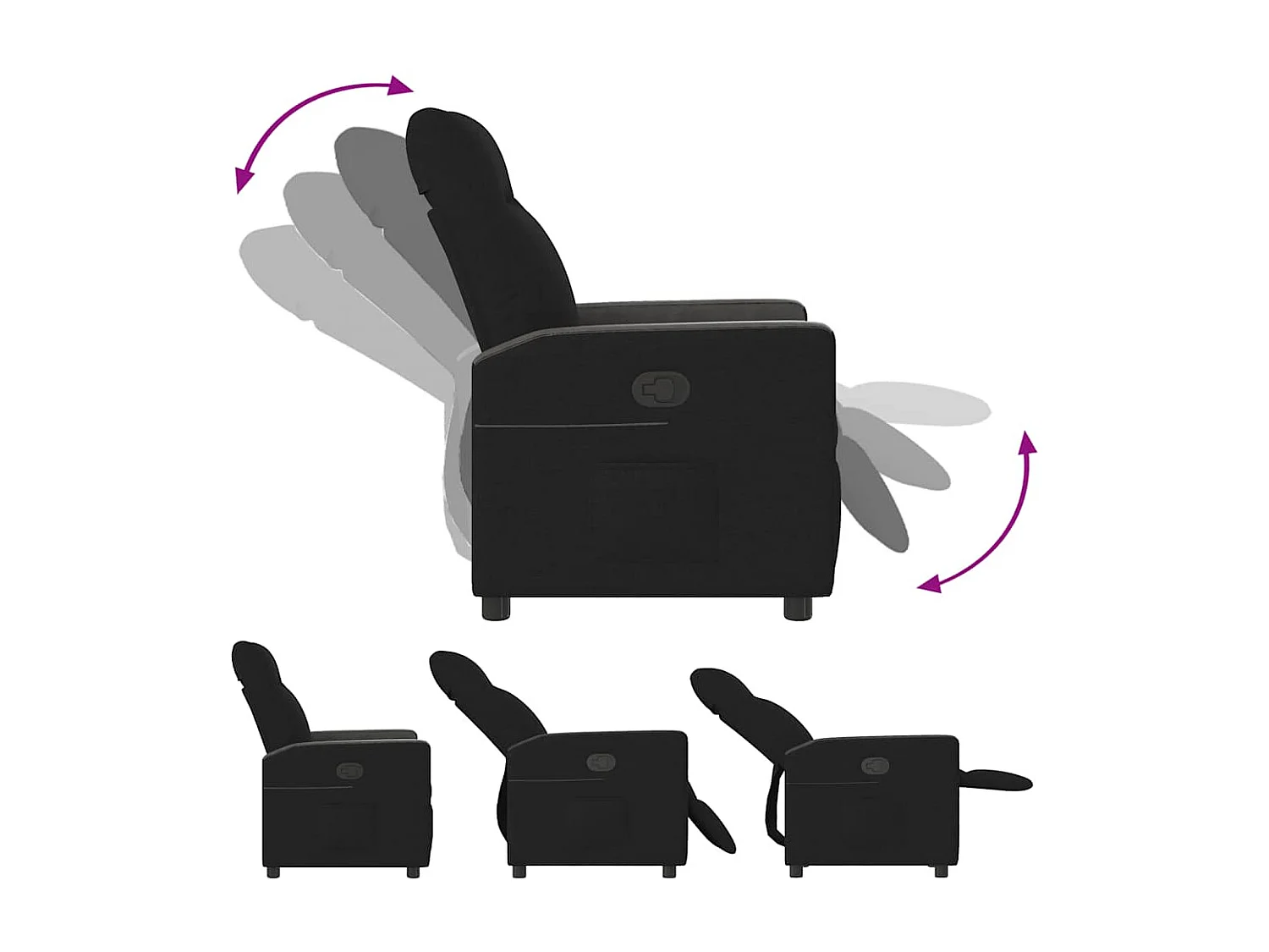 Fauteuil inclinable-Chaise de relax-Fauteuil TV Noir Tissu SHL4157