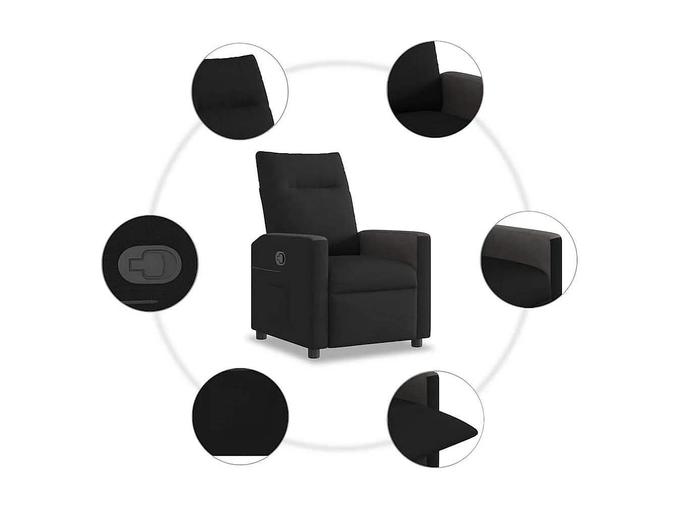 Fauteuil inclinable-Chaise de relax-Fauteuil TV Noir Tissu SHL4157