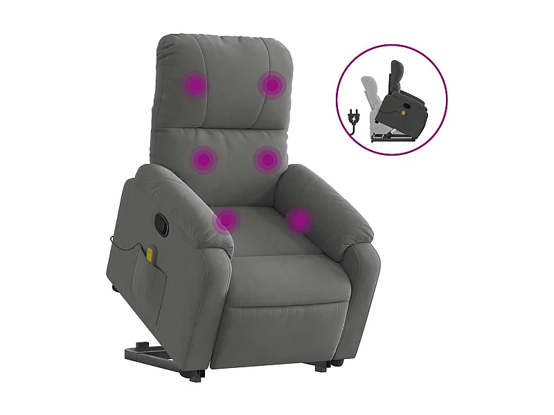 Sillón de relax | Sillón reclinable masaje elevable tela microfibra gris oscuro SHL7750