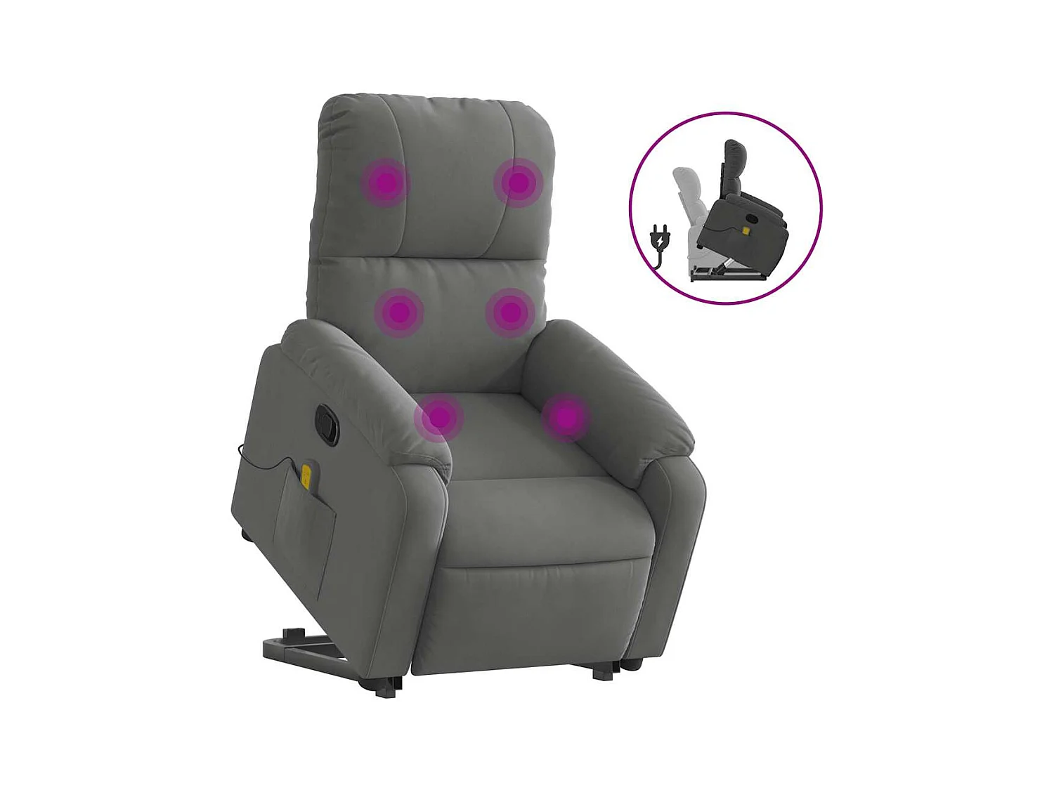 Sillón de relax | Sillón reclinable masaje elevable tela microfibra gris oscuro SHL7750