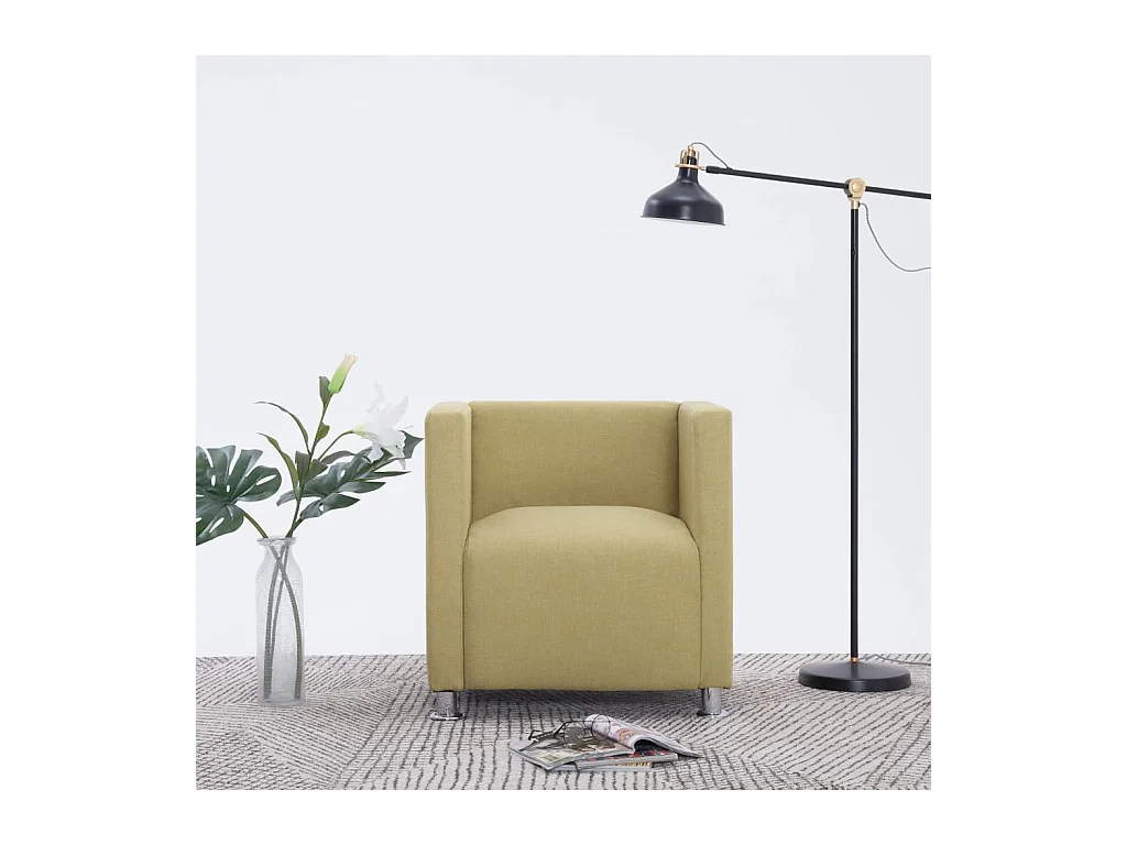Silla de relax | Sillón en forma de cubo de tela verde SHL6496