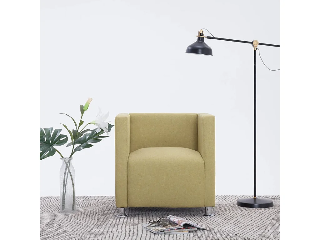 Silla de relax | Sillón en forma de cubo de tela verde SHL6496