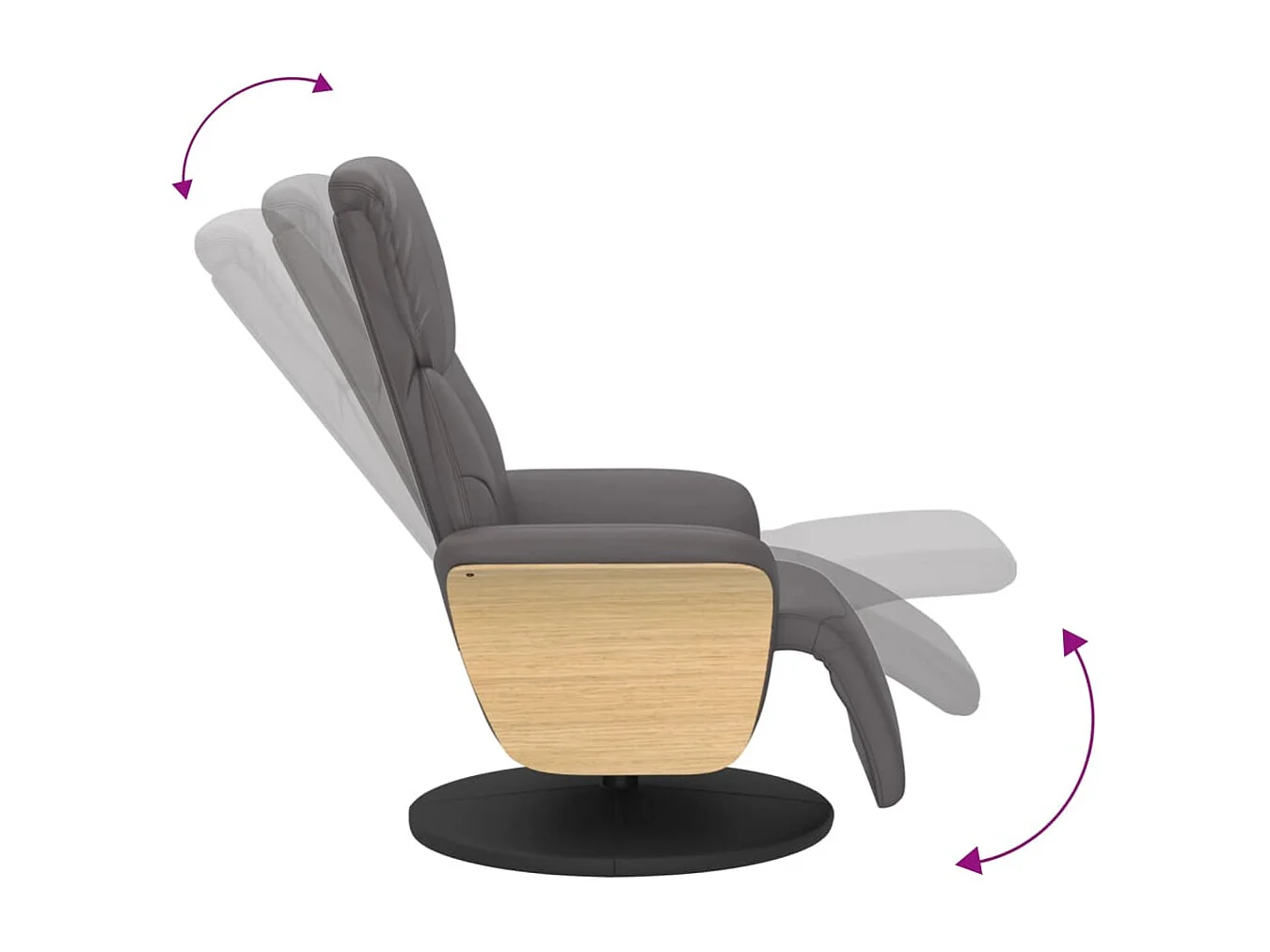 Relaxsessel | Lounge Sessel für Wohnzimmer mit Fußteil Grau Kunstleder SHL27301