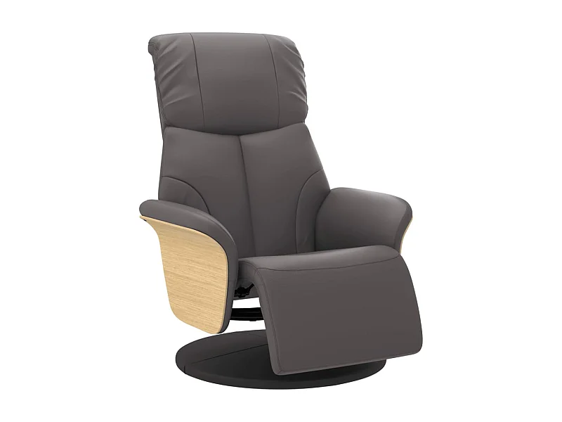 Relaxsessel | Lounge Sessel für Wohnzimmer mit Fußteil Grau Kunstleder SHL27301