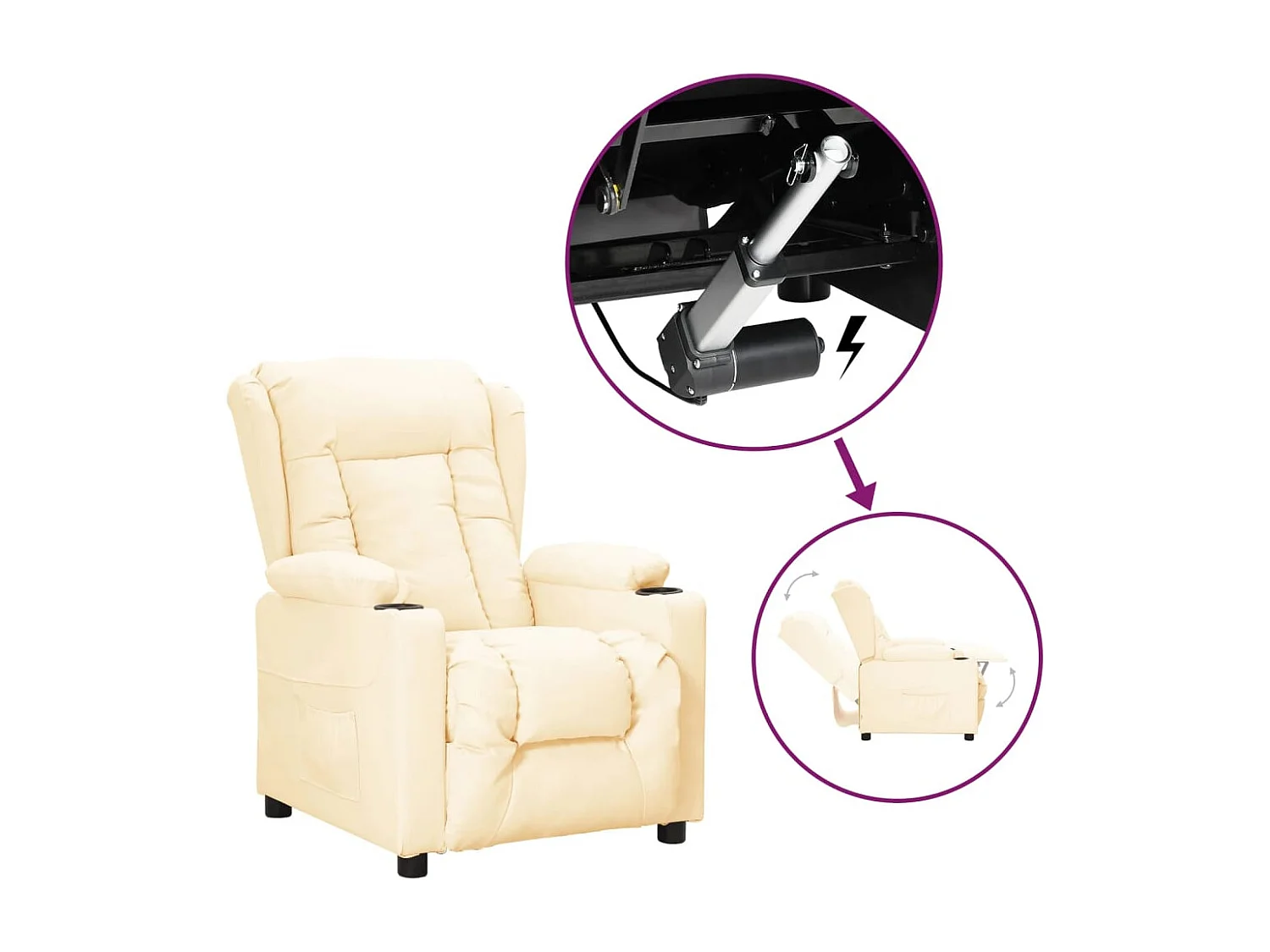 Relaxsessel | Aufstehsessel Creme Kunstleder SHL23067