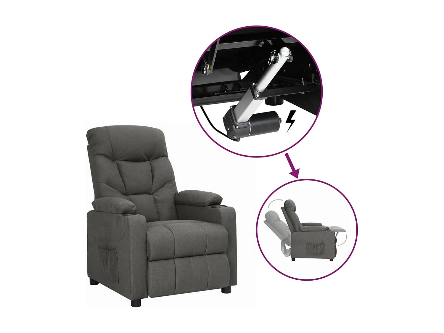 Aufstehsessel-Relaxsessel Dunkelgrau Stoff SHL11469