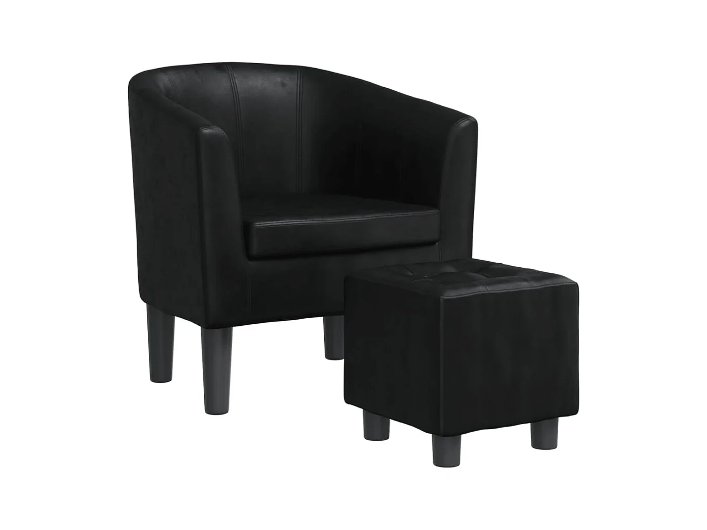 Sillón de salón | Silla de relax con taburete cuero sintético negro SHL2087