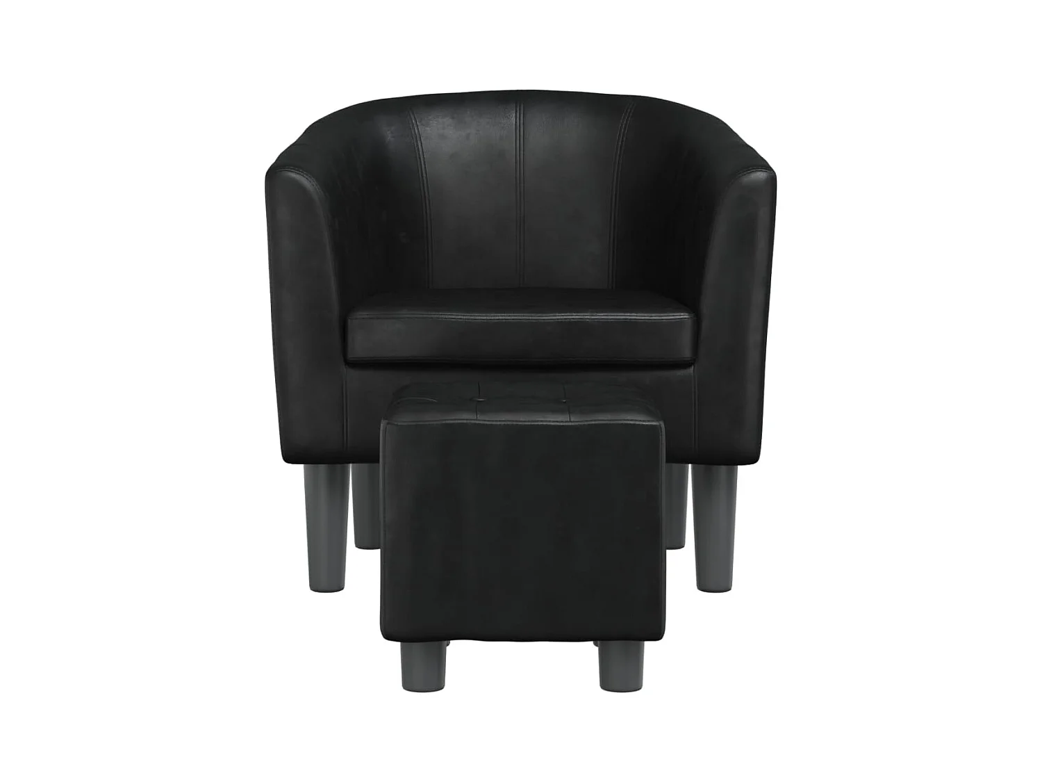 Sillón de salón | Silla de relax con taburete cuero sintético negro SHL2087