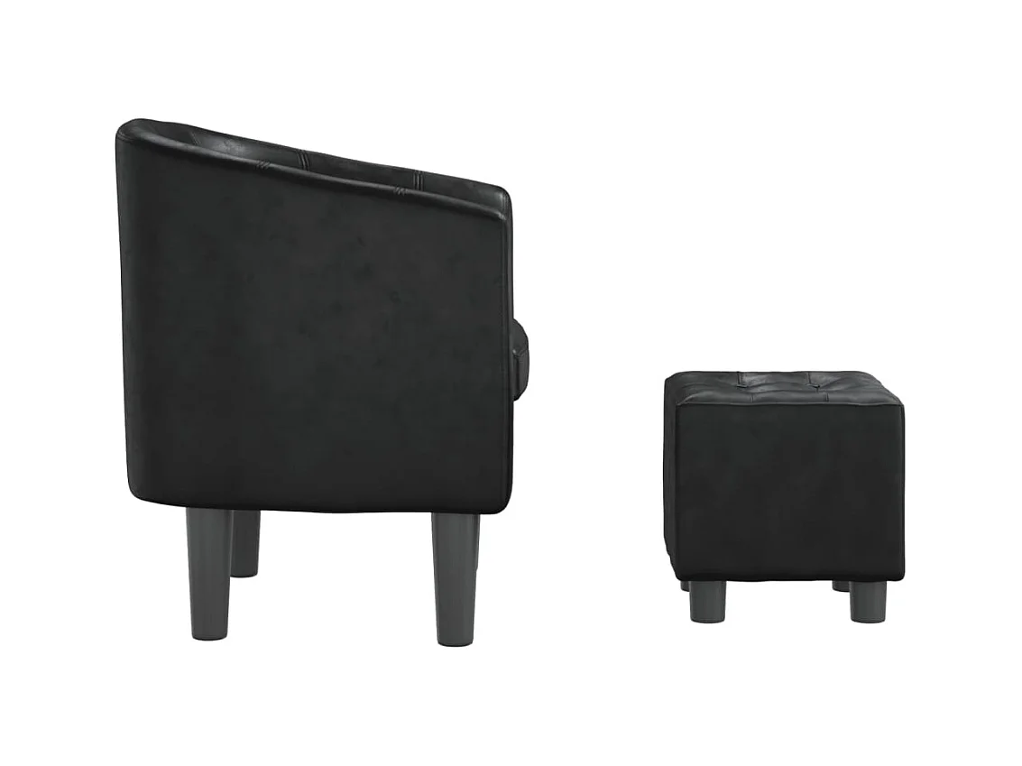 Sillón de salón | Silla de relax con taburete cuero sintético negro SHL2087