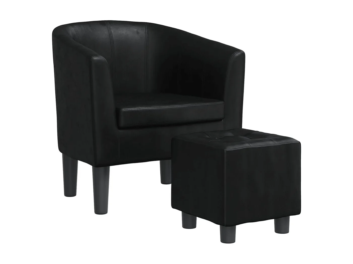 Clubsessel mit Fußhocker | Relaxsessel indoor Schwarz Kunstleder SHL47379