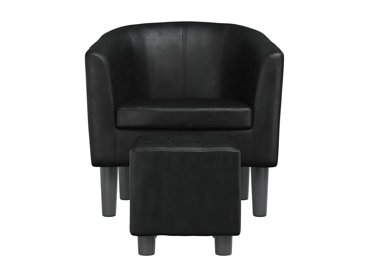Clubsessel mit Fußhocker | Relaxsessel indoor Schwarz Kunstleder SHL47379