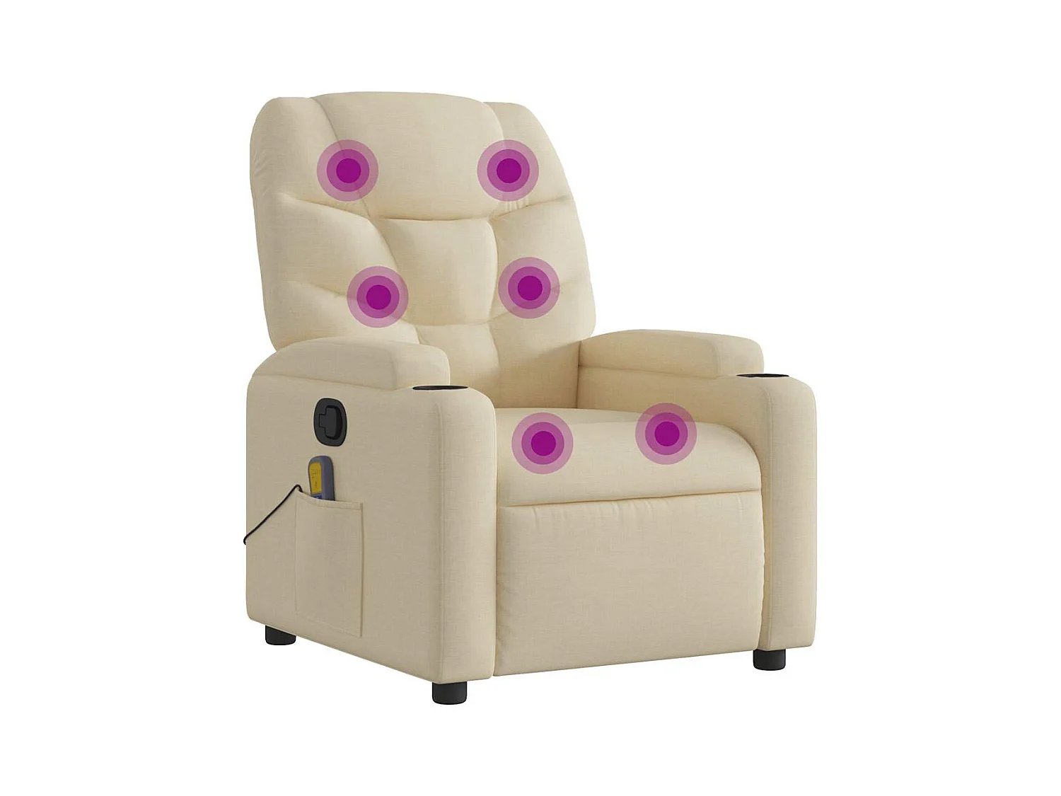 Fauteuil inclinable-Chaise de relax-Fauteuil de Massage Crème Tissu SHL4409
