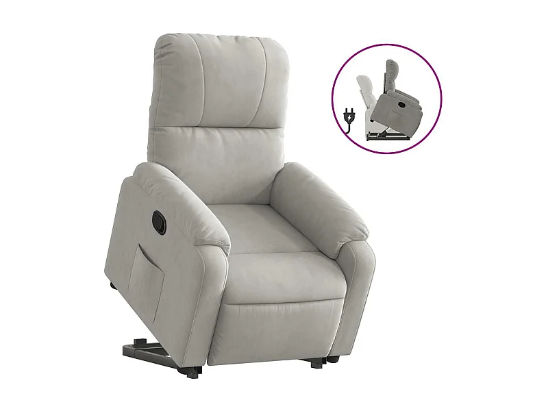 Sillón de relax | Sillón reclinable elevable tela de microfibra gris claro SHL8173