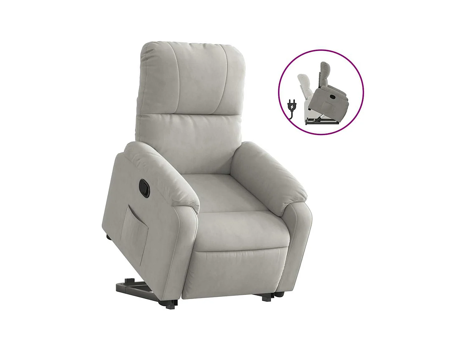 Sillón de relax | Sillón reclinable elevable tela de microfibra gris claro SHL8173