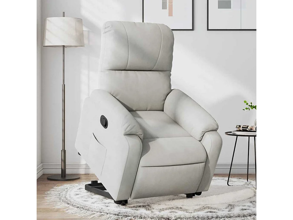 Relaxsessel | Lounge Sessel für Wohnzimmer mit Aufstehhilfe Hellgrau Mikrofasergewebe SHL75841