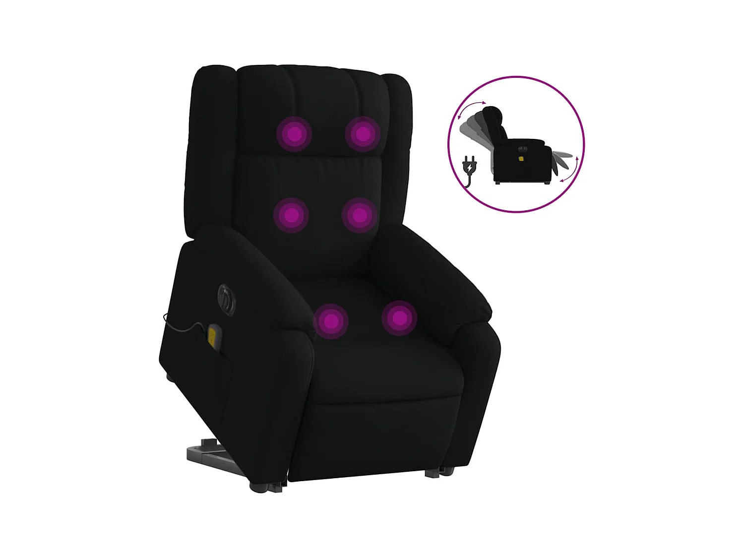 Sillón de salón | Silla | Sillón de masaje eléctrico reclinable elevable tela negro SHL4800