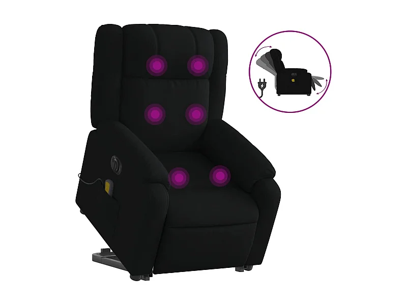 Fauteuil inclinable électrique-Chaise-Fauteuil de Massage Noir Tissu SHL4276