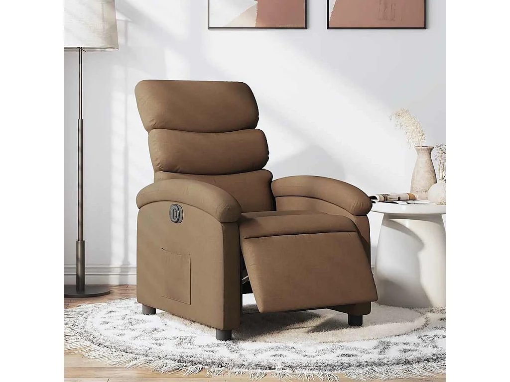 Relaxsessel Elektrisch | Lounge Sessel indoor Braun Stoff SHL52841