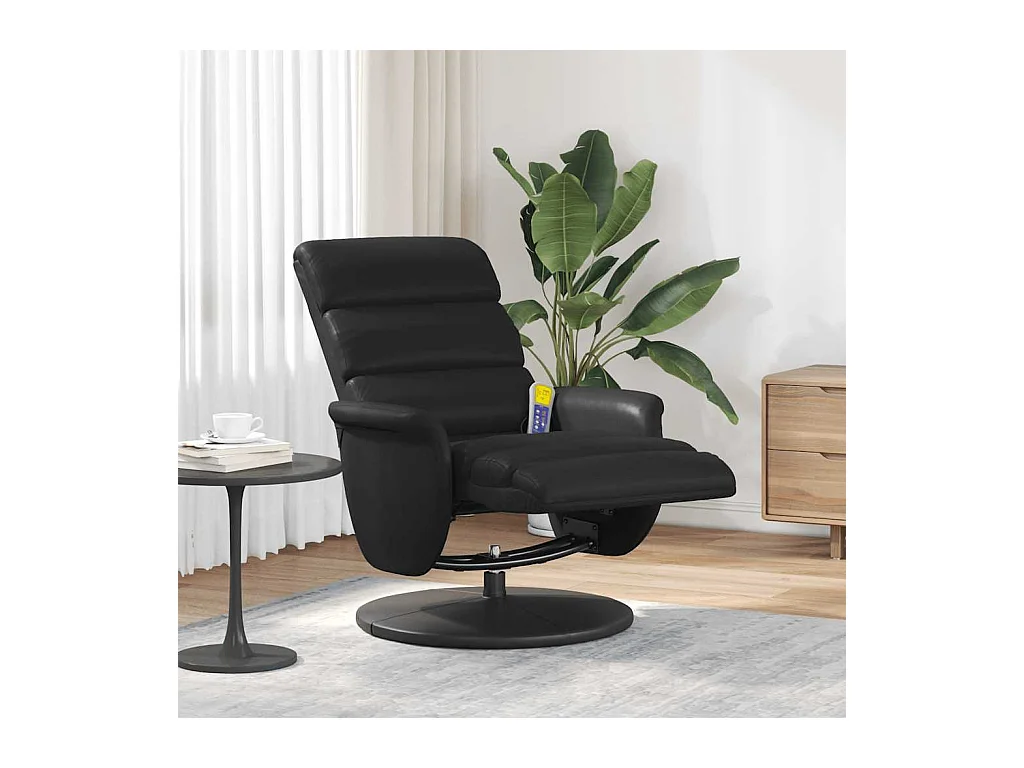 Sillón de relax | Sillón reclinable masaje con reposapiés cuero sintético negro SHL4964