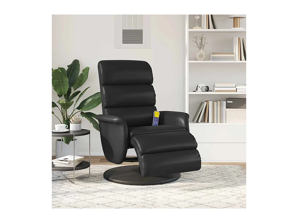 Sillón de relax | Sillón reclinable masaje con reposapiés cuero sintético negro SHL4964