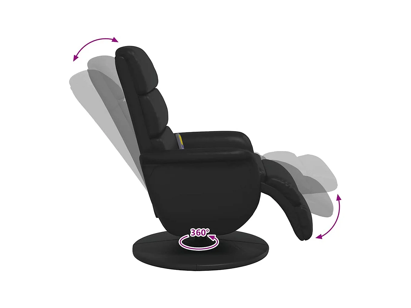 Sillón de relax | Sillón reclinable masaje con reposapiés cuero sintético negro SHL4964
