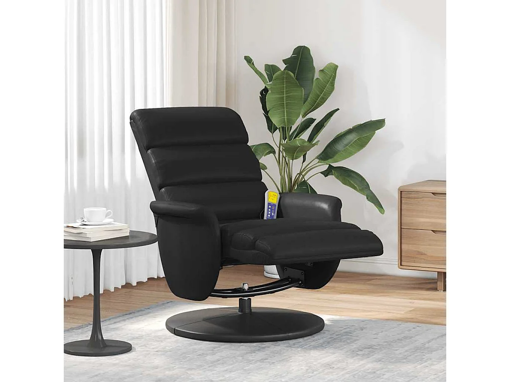 Massagesessel | Relaxsessel mit Fußteil Schwarz Kunstleder SHL8682