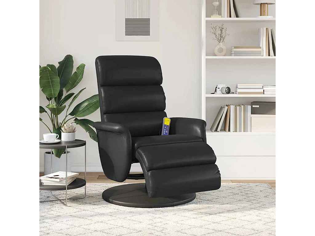 Massagesessel | Relaxsessel mit Fußteil Schwarz Kunstleder SHL8682