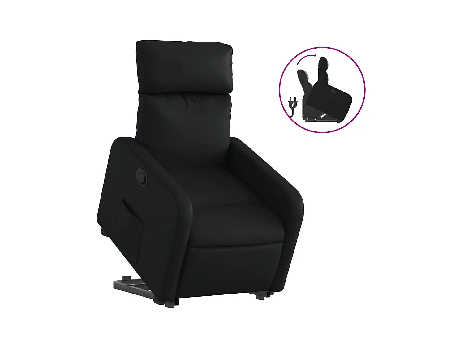 Sillón de relax | Sillón reclinable elevable cuero artificial negro SHL9627