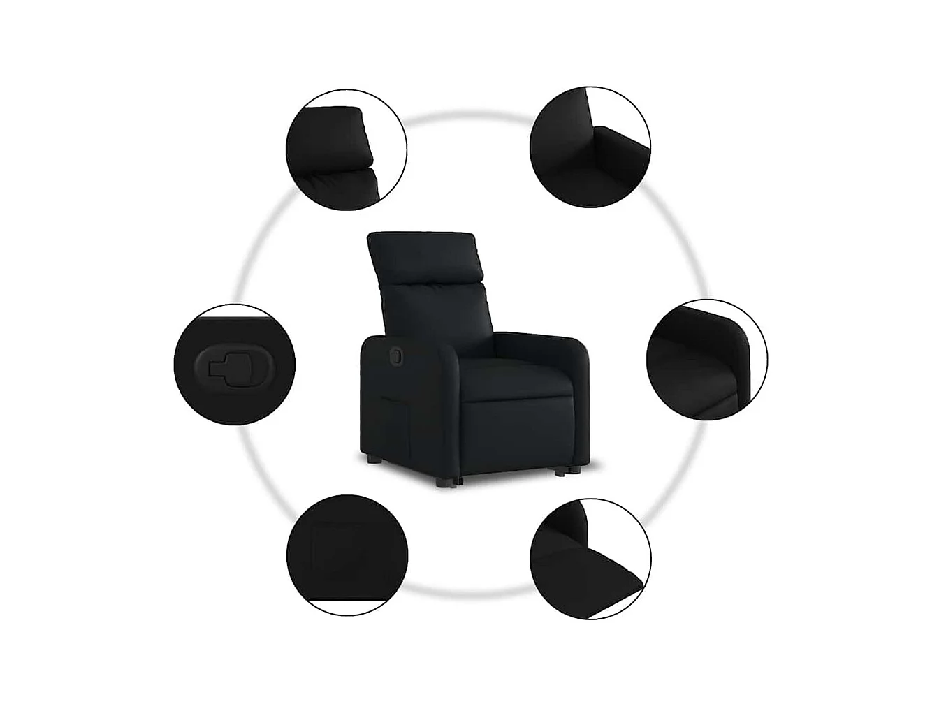 Sillón de relax | Sillón reclinable elevable cuero artificial negro SHL9627