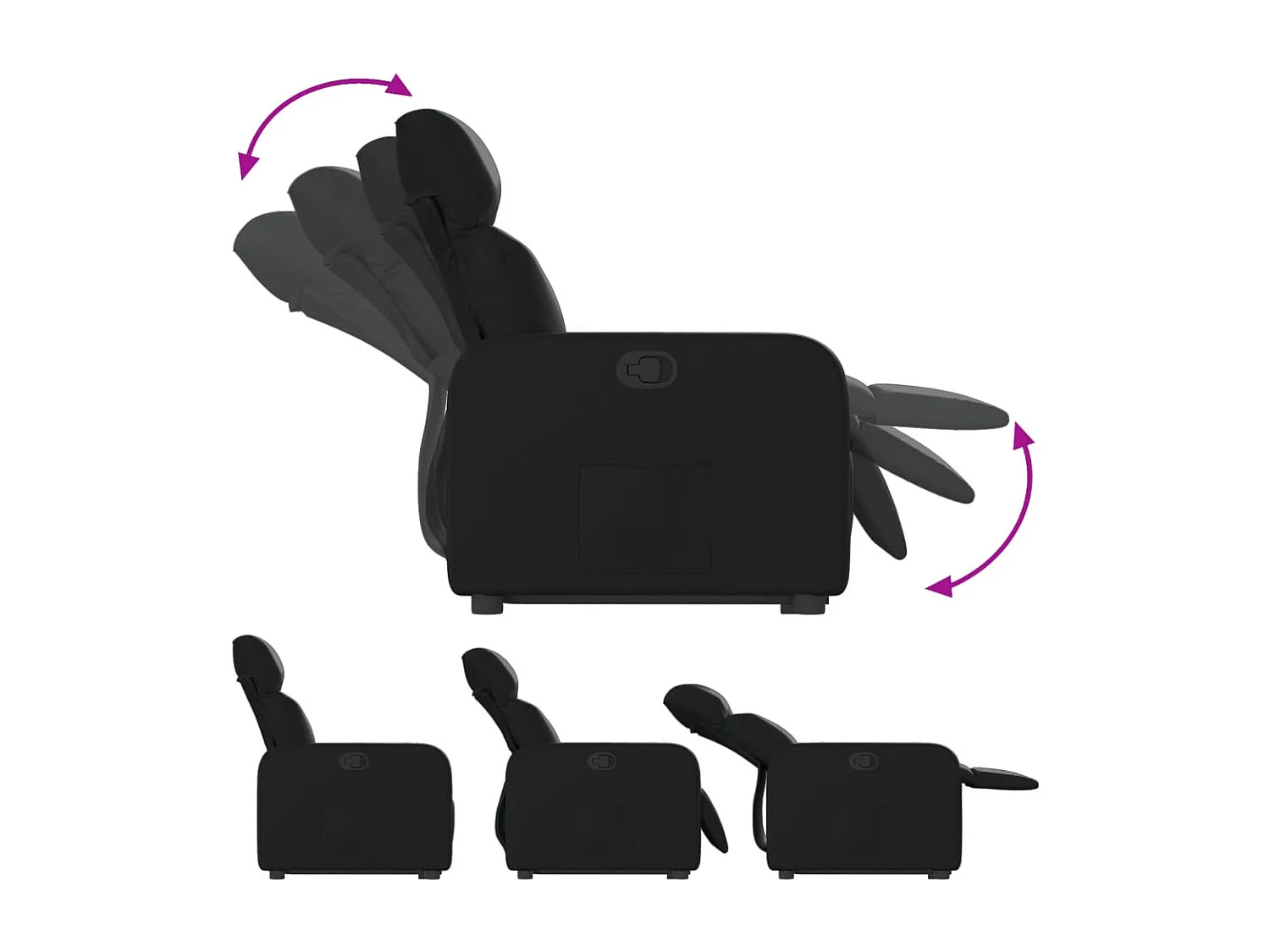 Fauteuil inclinable-Chaise de relax-Fauteuil TV Noir Similicuir SHL1320