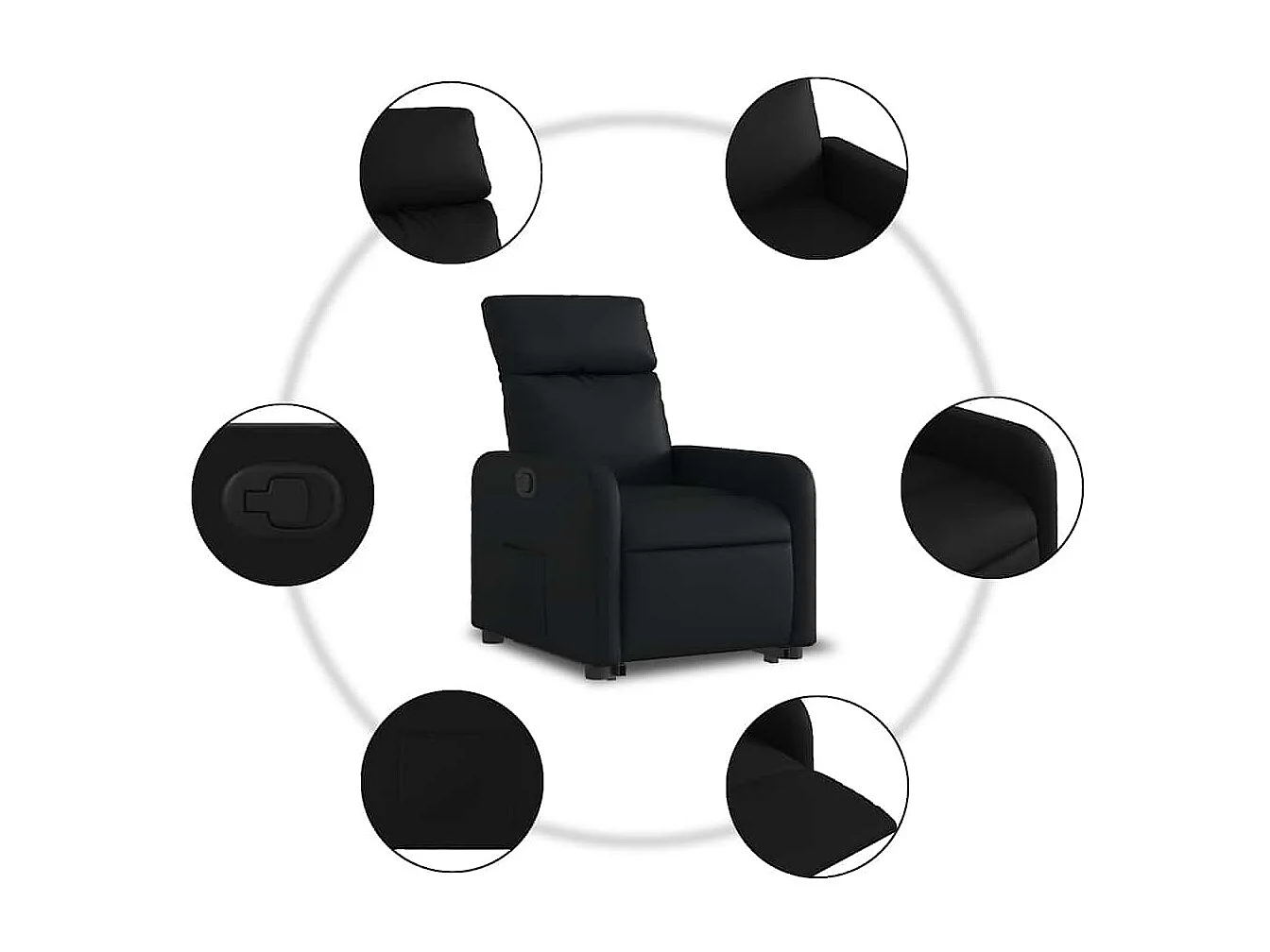 Fauteuil inclinable-Chaise de relax-Fauteuil TV Noir Similicuir SHL1320