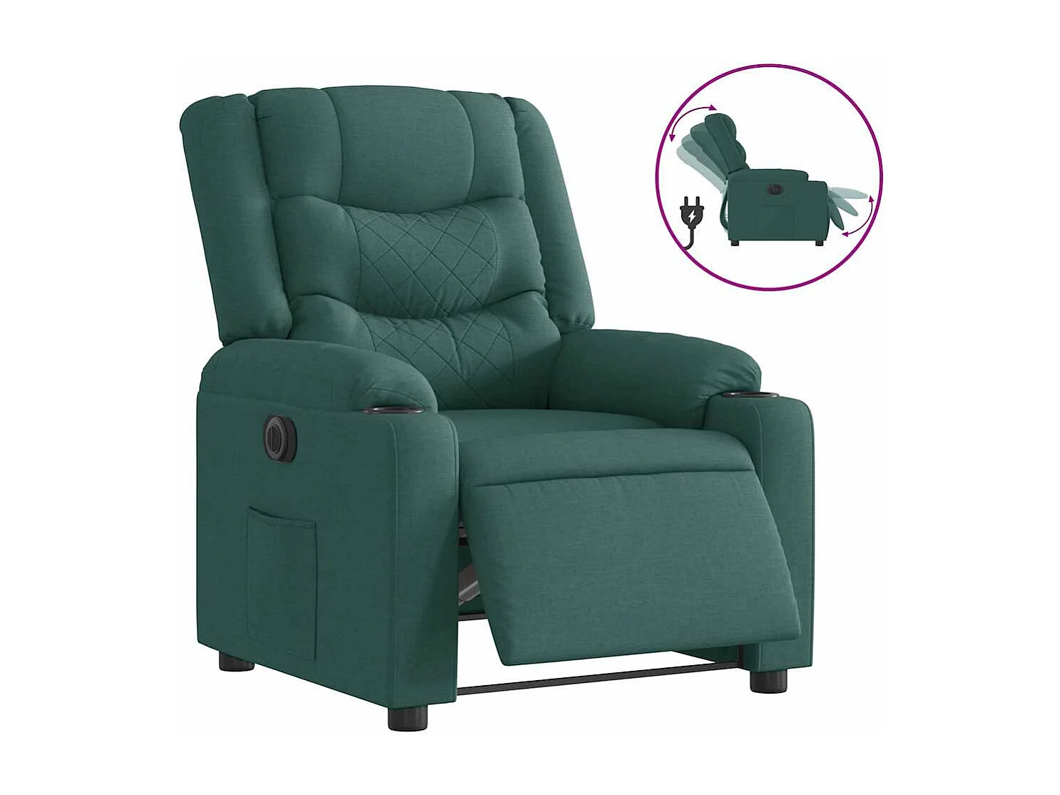 Fauteuil inclinable électrique-Chaise de relax-Fauteuil TV Vert foncé Tissu SHL2823
